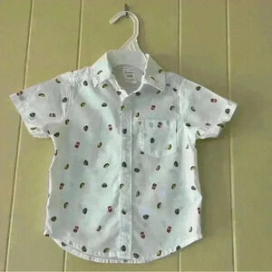 Carters Boys White Taco Button Up Shirt Size 12 Months